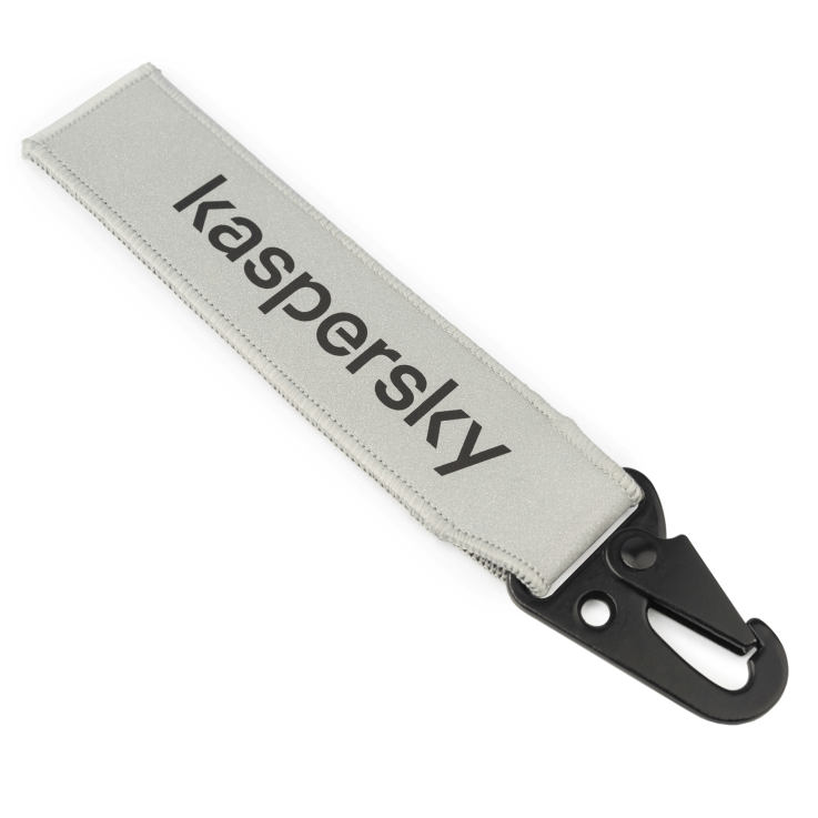 Ремувка Kaspersky — Вид печати:Шелкография на лентах — Материал: Светоотражающий — Ремувки на заказ